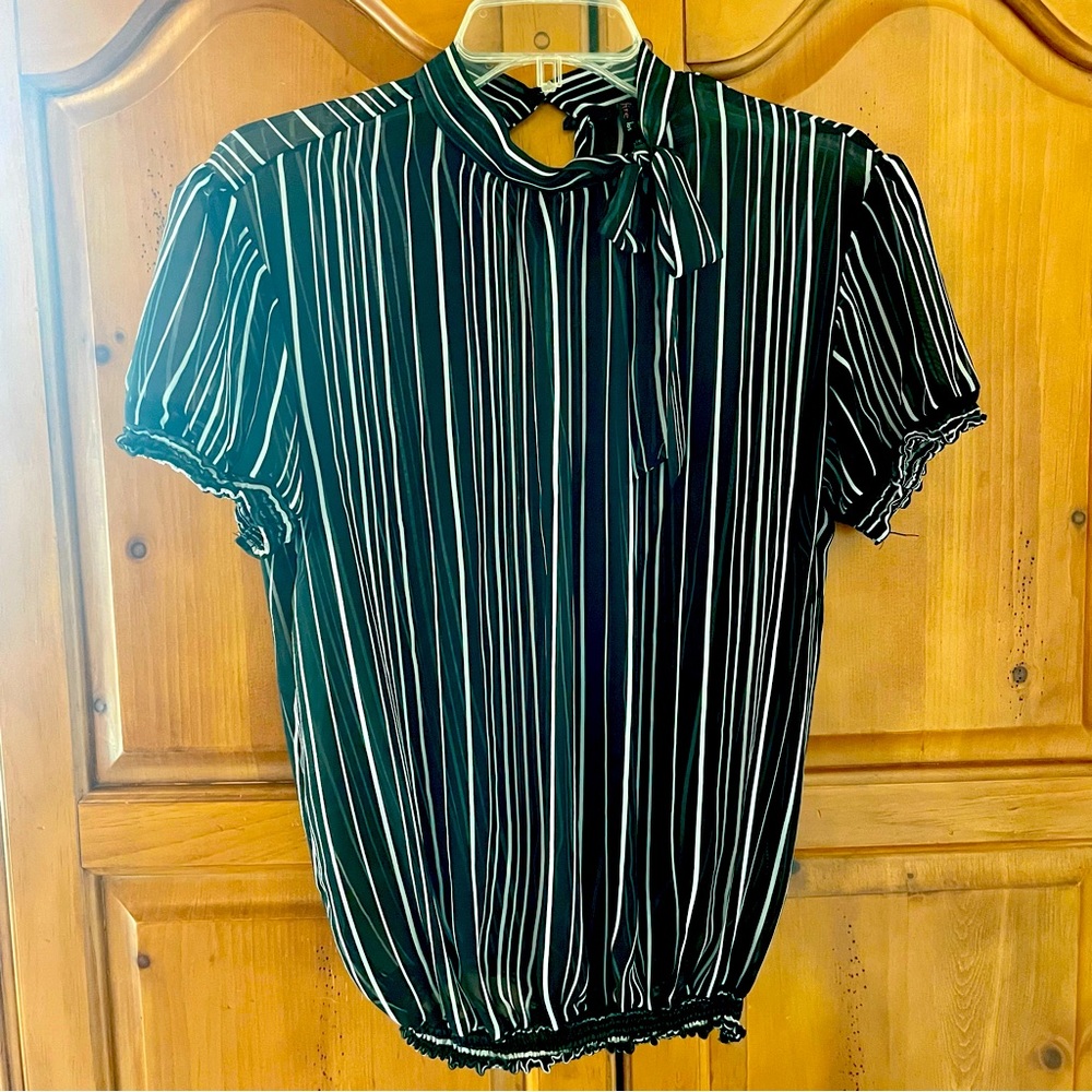 Black and white striped blouse